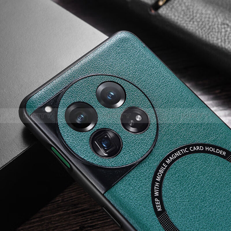 Funda Lujo Cuero Carcasa con Mag-Safe Magnetic P01 para OnePlus 12R 5G