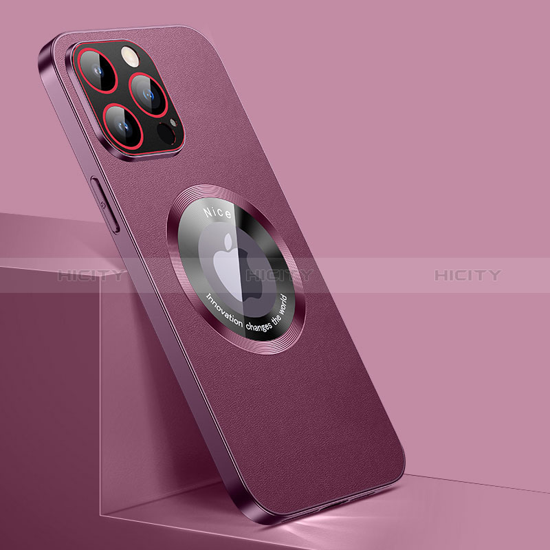 Funda Lujo Cuero Carcasa con Mag-Safe Magnetic QC1 para Apple iPhone 14 Pro