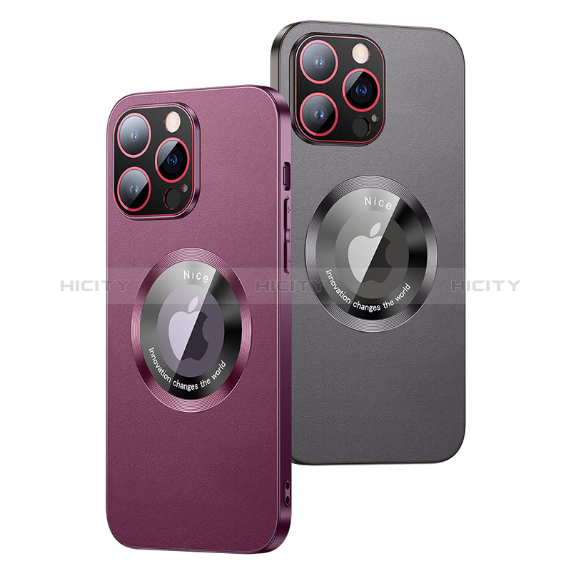 Funda Lujo Cuero Carcasa con Mag-Safe Magnetic QC1 para Apple iPhone 14 Pro Max
