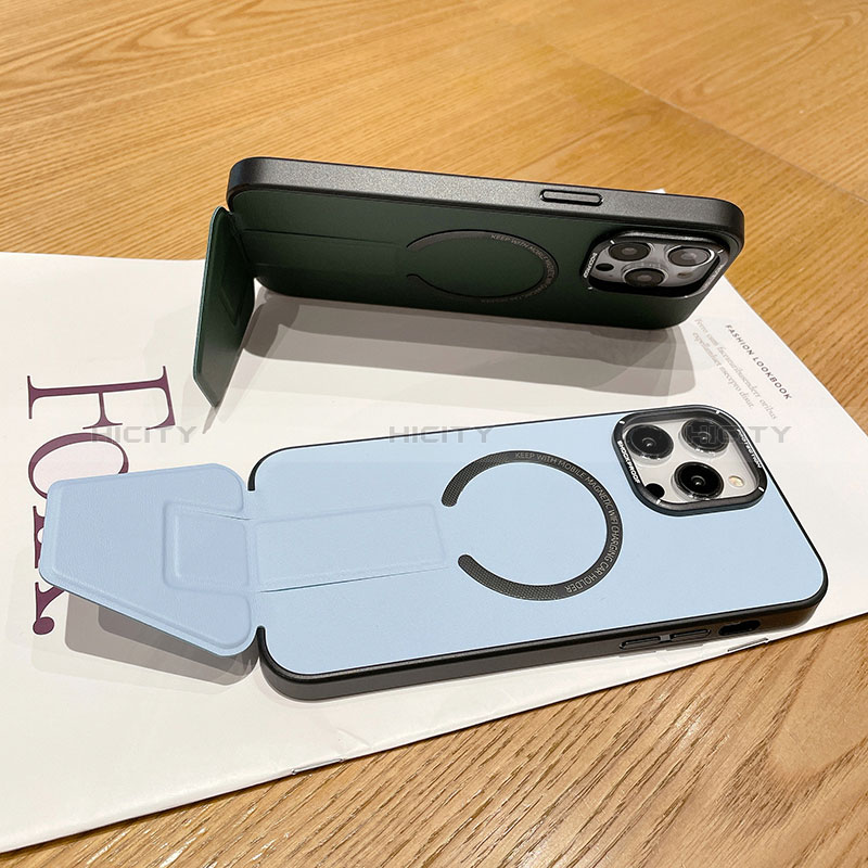 Funda Lujo Cuero Carcasa con Mag-Safe Magnetic QC2 para Apple iPhone 14 Pro
