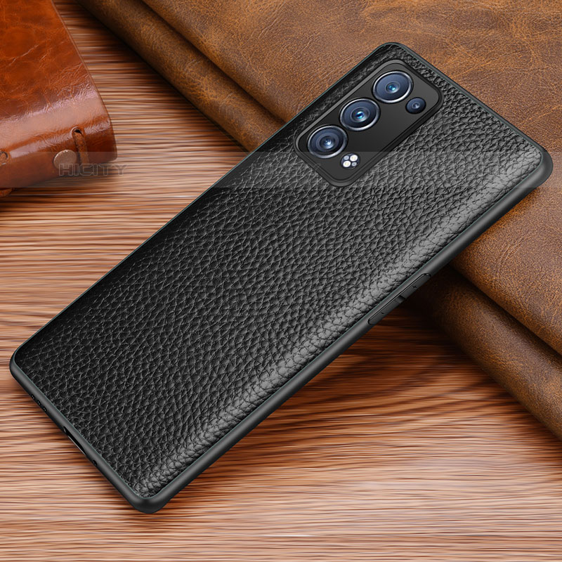 Funda Lujo Cuero Carcasa DL1 para Oppo Reno6 Pro 5G Negro