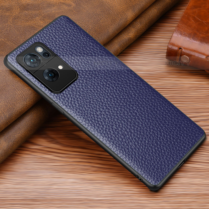 Funda Lujo Cuero Carcasa DL1 para Oppo Reno7 Pro 5G Azul