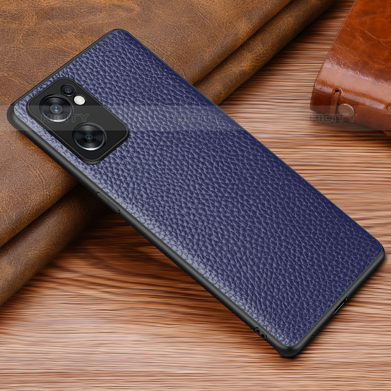 Funda Lujo Cuero Carcasa DL1 para Oppo Reno7 SE 5G Azul