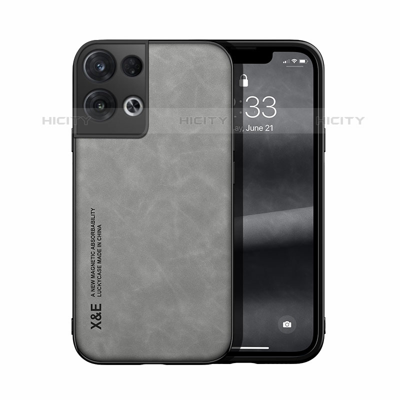 Funda Lujo Cuero Carcasa DY1 para Oppo Reno8 5G Gris