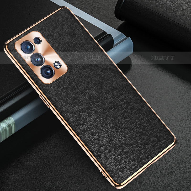 Funda Lujo Cuero Carcasa GS1 para Oppo Reno6 Pro 5G Negro