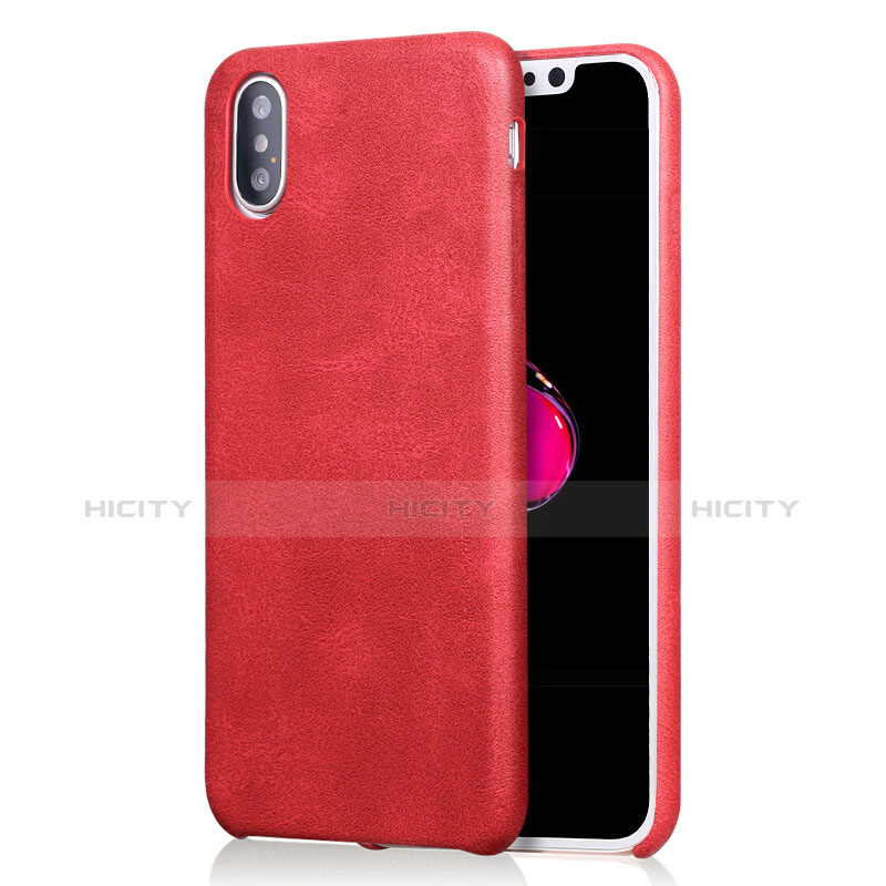 Funda Lujo Cuero Carcasa L01 para Apple iPhone Xs Max Rojo