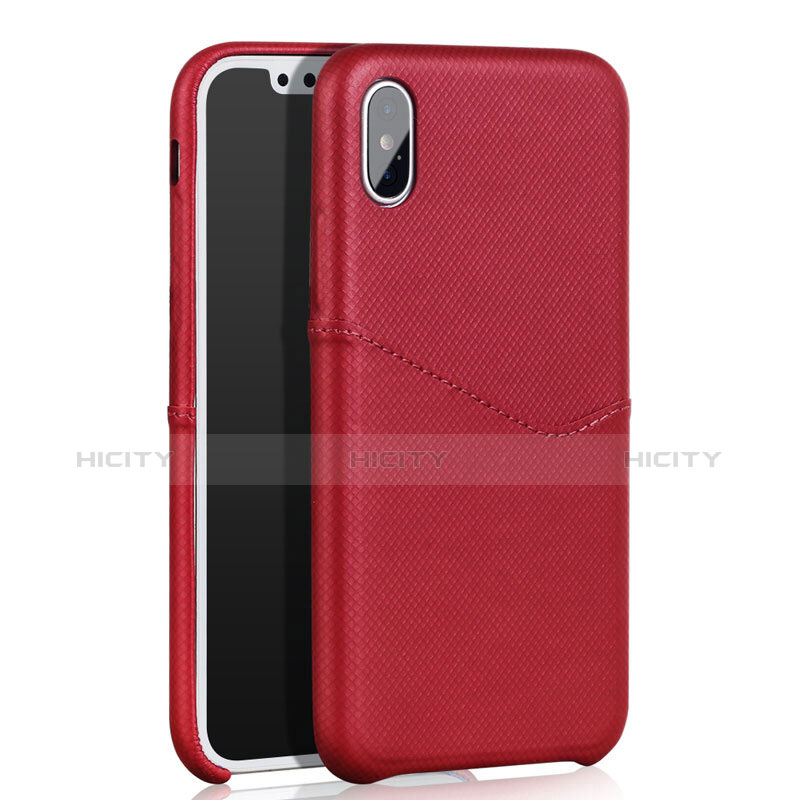 Funda Lujo Cuero Carcasa L05 para Apple iPhone Xs Rojo