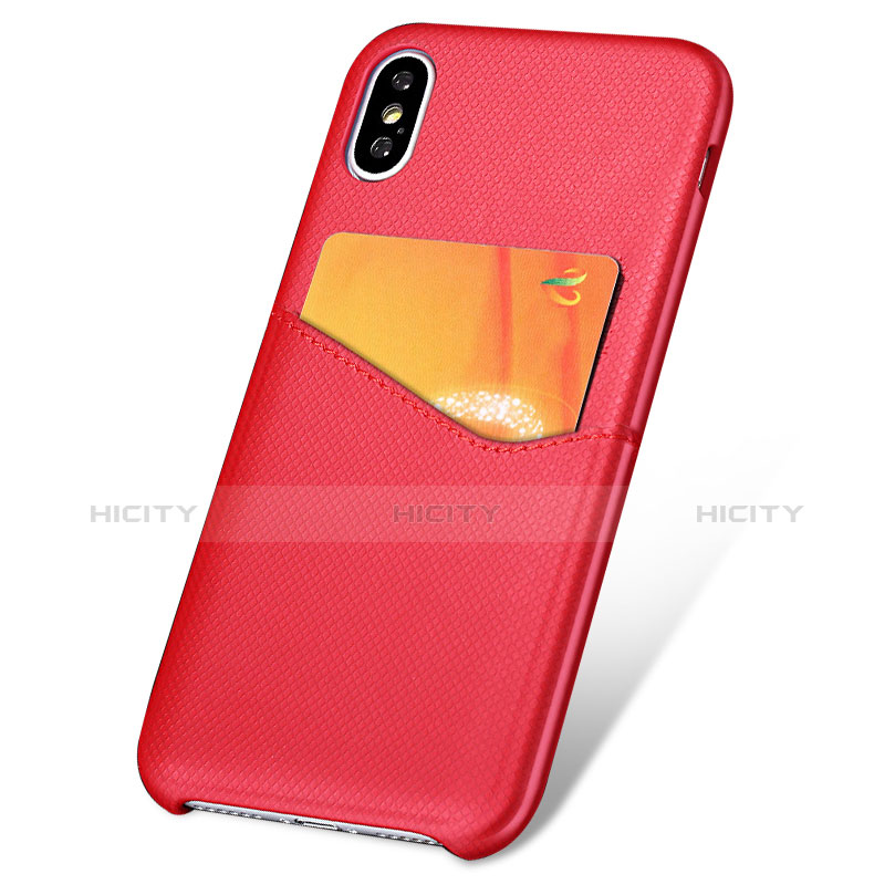 Funda Lujo Cuero Carcasa L05 para Apple iPhone Xs Rojo