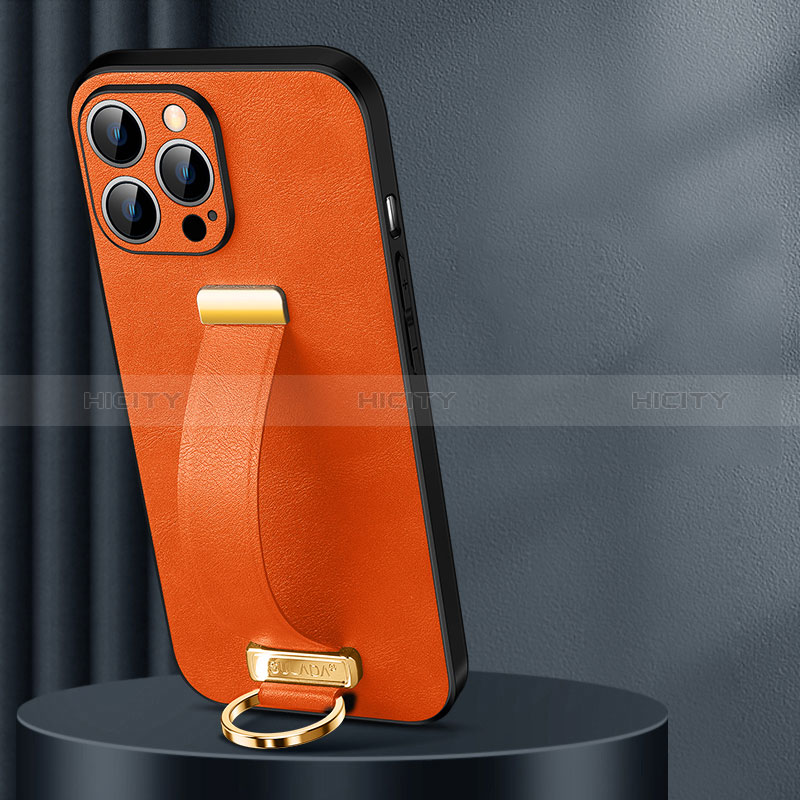 Funda Lujo Cuero Carcasa LD1 para Apple iPhone 14 Pro Max Naranja