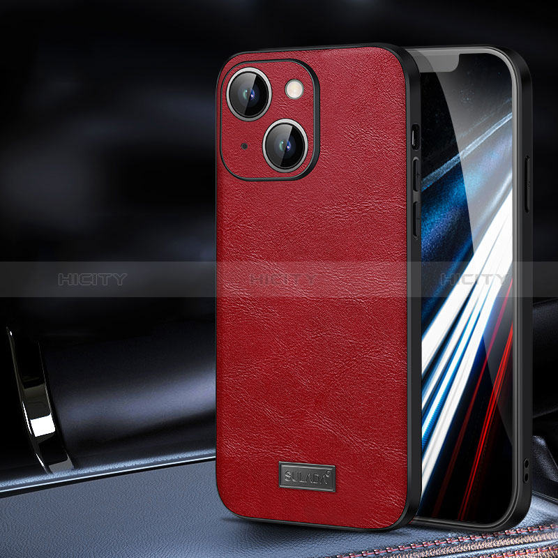 Funda Lujo Cuero Carcasa LD2 para Apple iPhone 13 Rojo