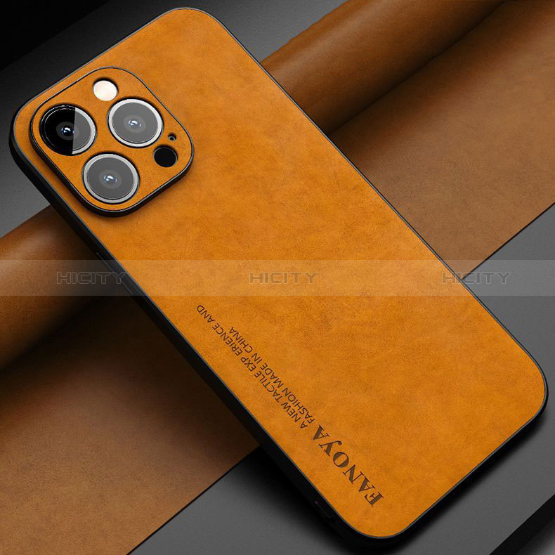 Funda Lujo Cuero Carcasa LS1 para Apple iPhone 13 Pro Max Marron