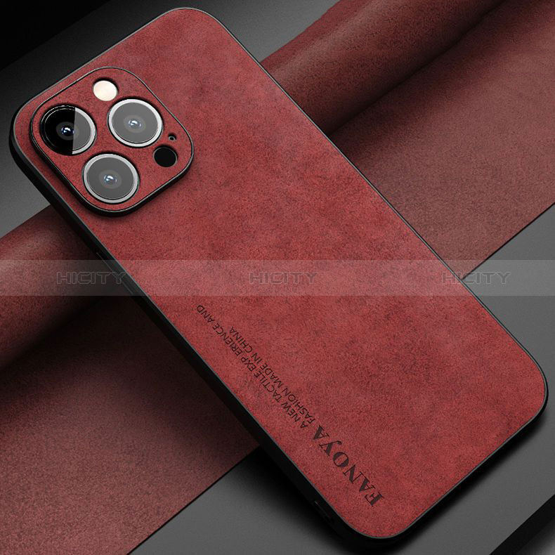 Funda Lujo Cuero Carcasa LS1 para Apple iPhone 14 Pro Rojo