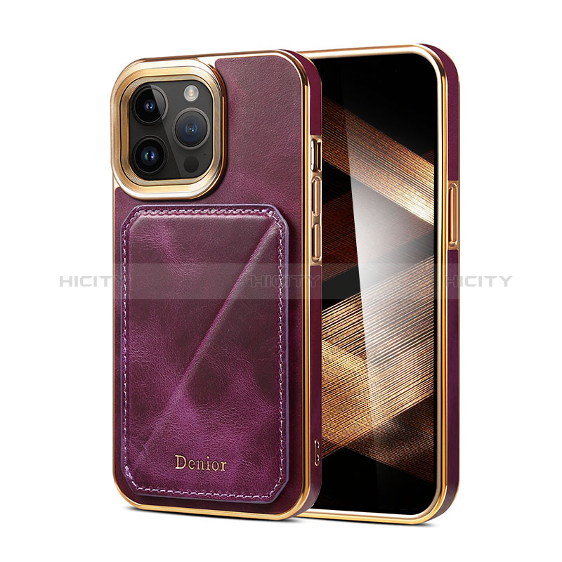 Funda Lujo Cuero Carcasa MT2 para Apple iPhone 14 Pro Max Morado