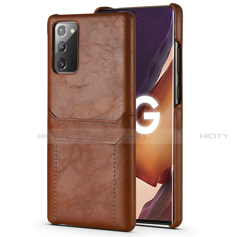 Funda Lujo Cuero Carcasa N02 para Samsung Galaxy Note 20 5G Marron Claro