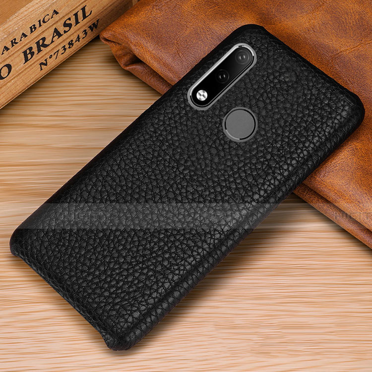 Funda Lujo Cuero Carcasa P01 para Huawei P30 Lite Negro