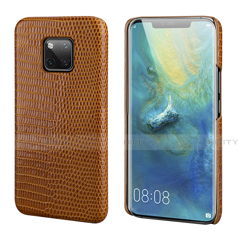 Funda Lujo Cuero Carcasa P02 para Huawei Mate 20 Pro Marron