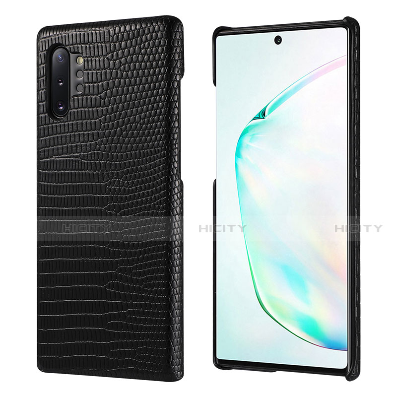 Funda Lujo Cuero Carcasa P02 para Samsung Galaxy Note 10 Plus 5G Negro