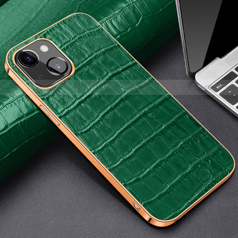 Funda Lujo Cuero Carcasa para Apple iPhone 13 Mini Verde