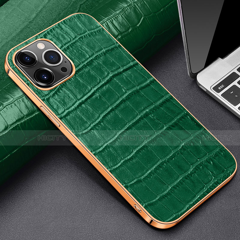 Funda Lujo Cuero Carcasa para Apple iPhone 13 Pro Max Verde