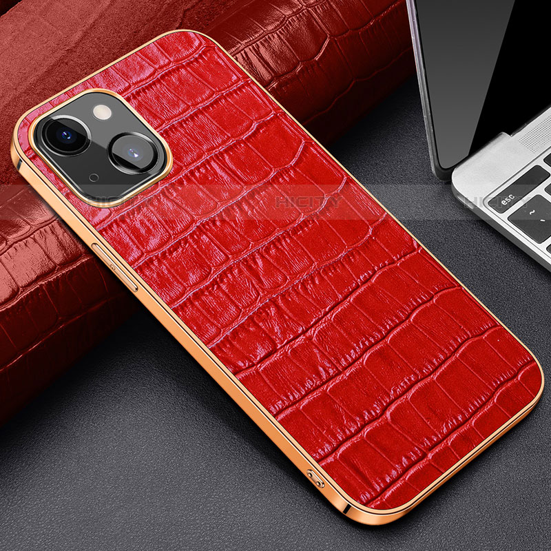 Funda Lujo Cuero Carcasa para Apple iPhone 14 Rojo