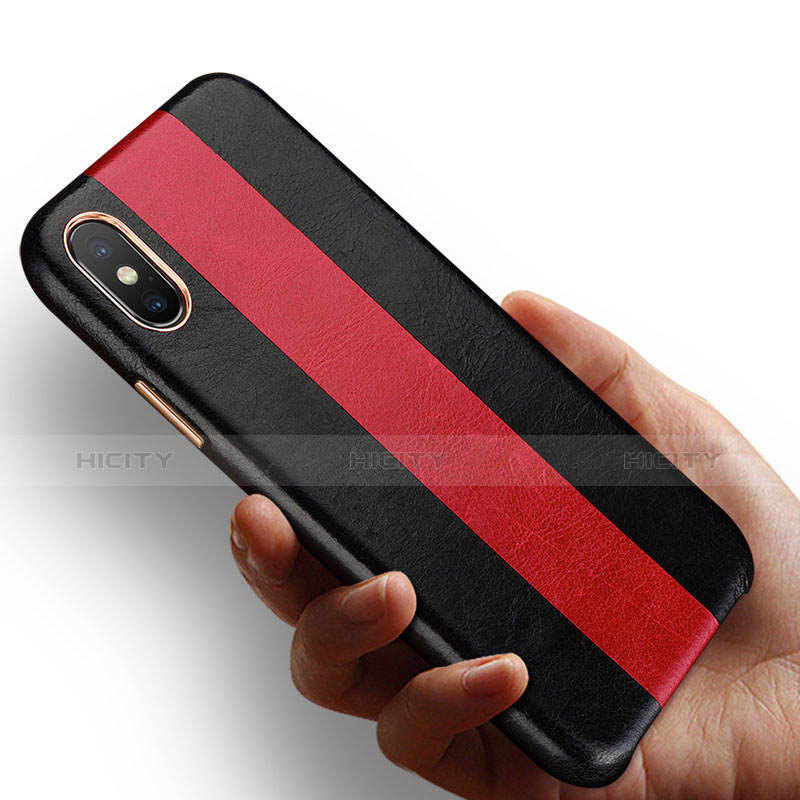 Funda Lujo Cuero Carcasa para Apple iPhone X Rojo