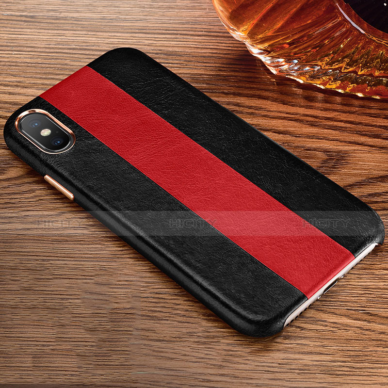 Funda Lujo Cuero Carcasa para Apple iPhone X Rojo