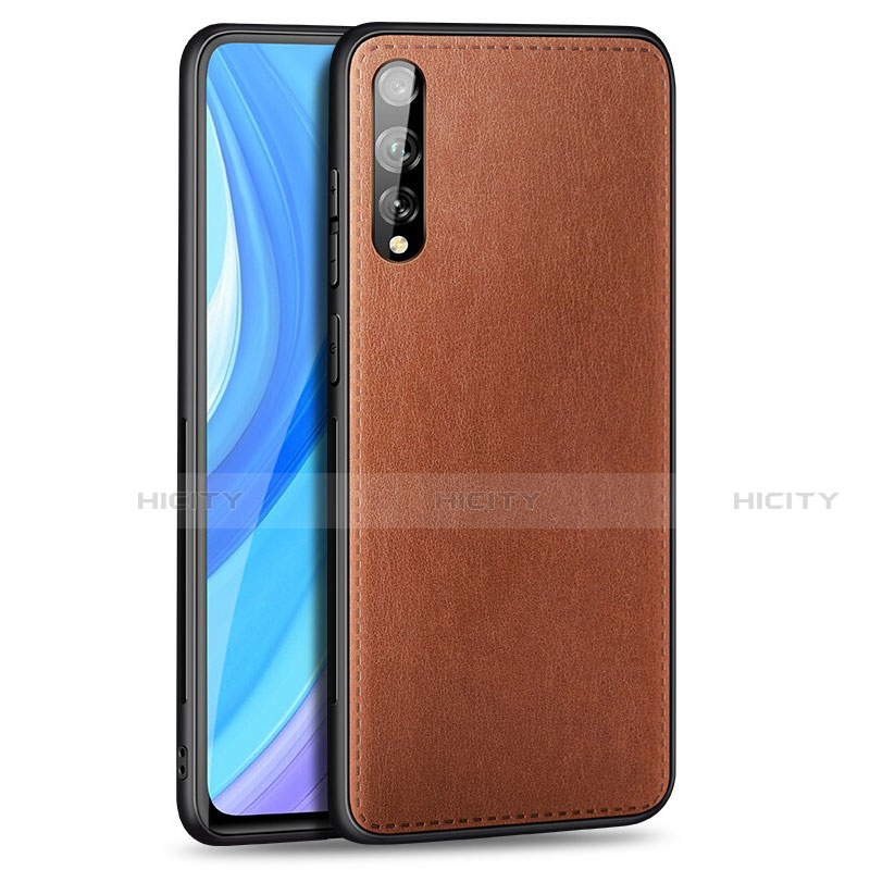 Funda Lujo Cuero Carcasa para Huawei Enjoy 10S Marron