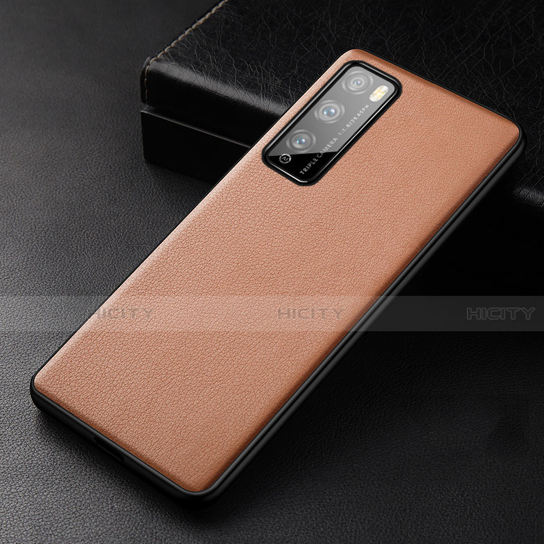 Funda Lujo Cuero Carcasa para Huawei Enjoy 20 Pro 5G Naranja