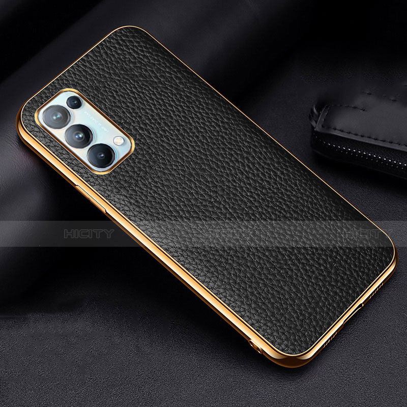 Funda Lujo Cuero Carcasa para Oppo Reno5 5G Negro