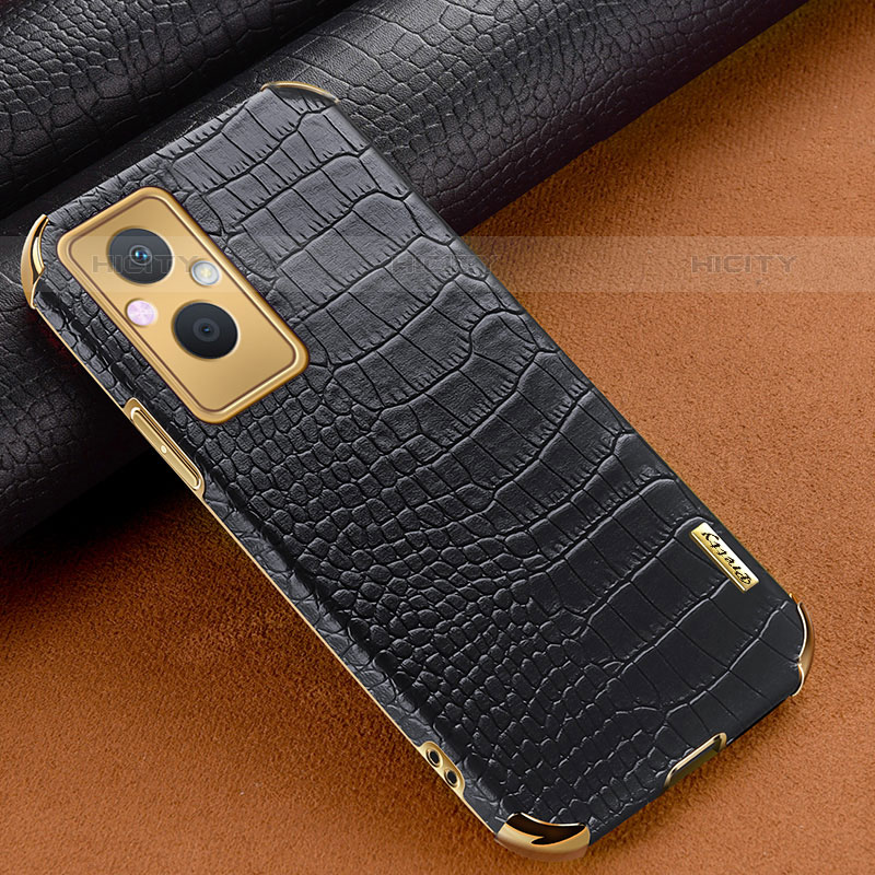 Funda Lujo Cuero Carcasa para Oppo Reno7 Lite 5G Negro