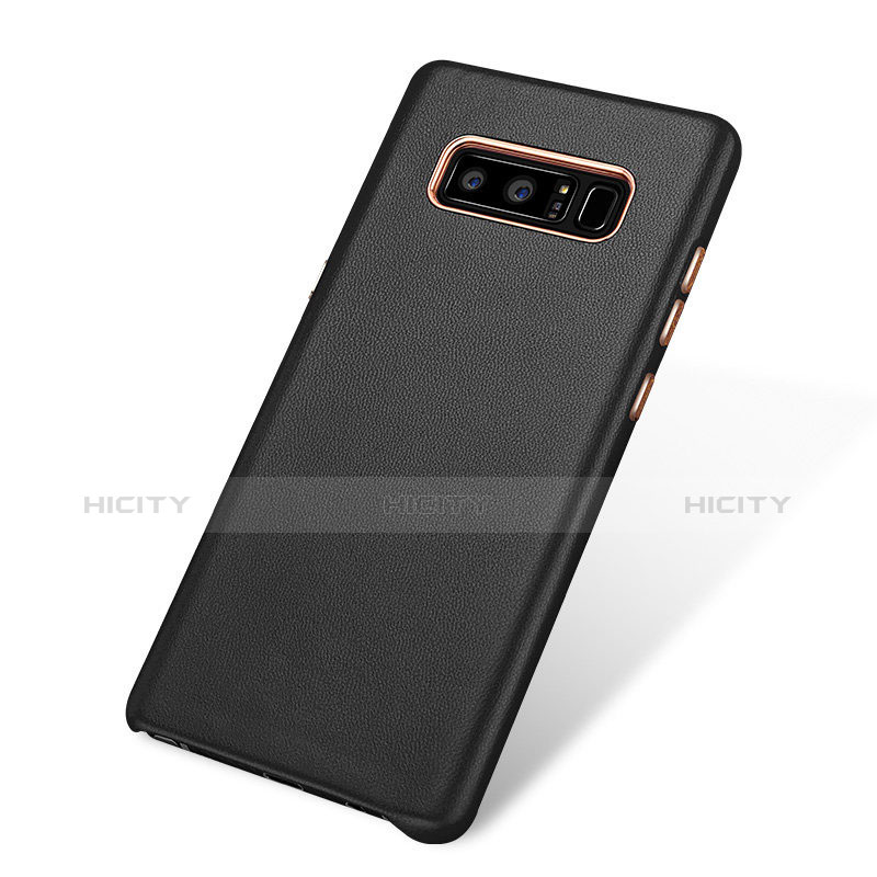 Funda Lujo Cuero Carcasa para Samsung Galaxy Note 8 Duos N950F Negro