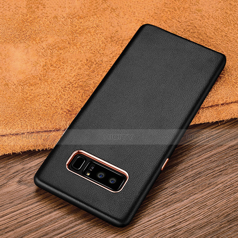 Funda Lujo Cuero Carcasa para Samsung Galaxy Note 8 Duos N950F Negro