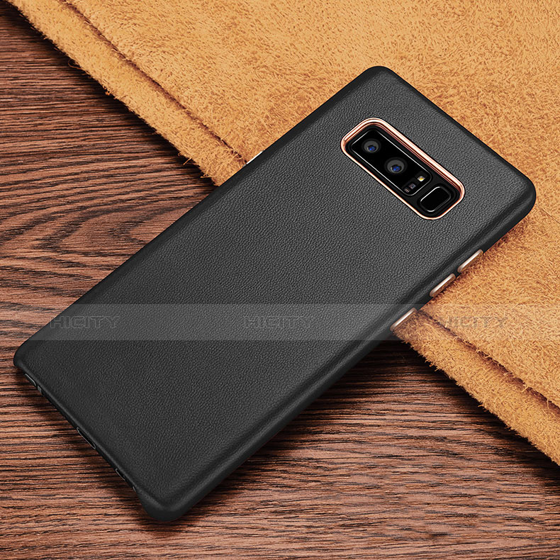 Funda Lujo Cuero Carcasa para Samsung Galaxy Note 8 Duos N950F Negro