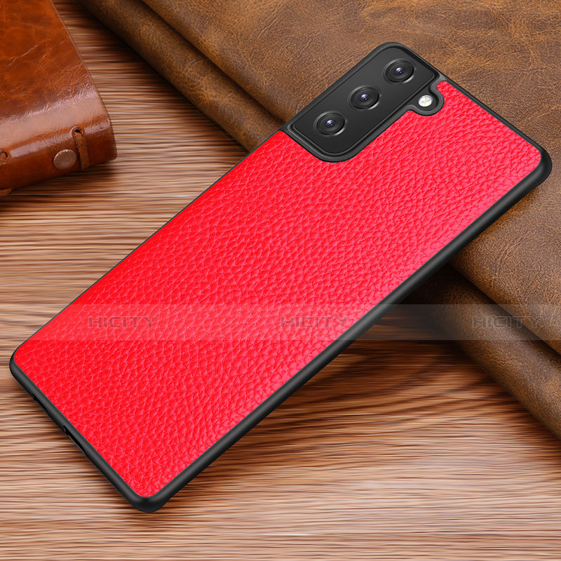 Funda Lujo Cuero Carcasa para Samsung Galaxy S21 Plus 5G Rojo