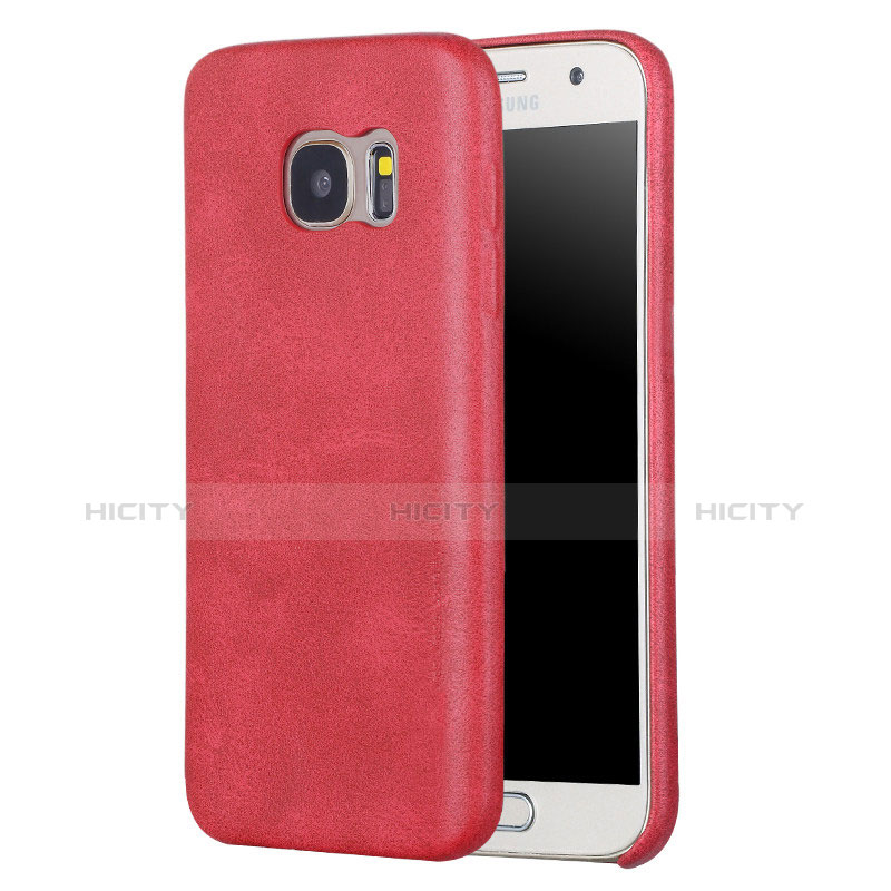Funda Lujo Cuero Carcasa para Samsung Galaxy S7 G930F G930FD Rojo