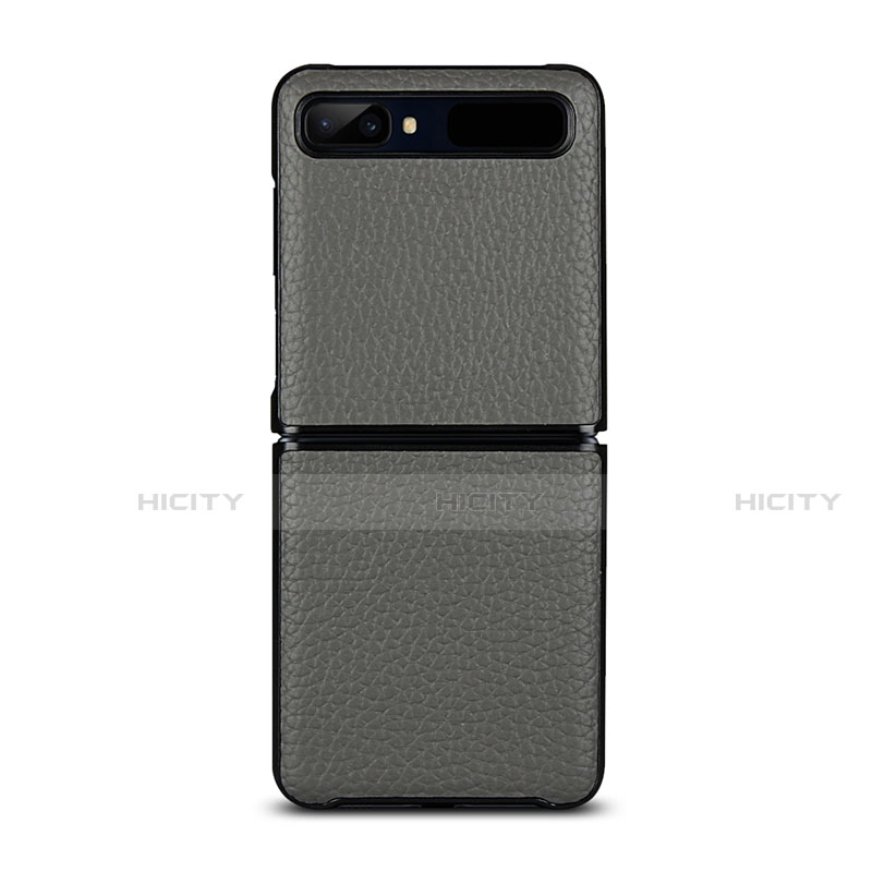 Funda Lujo Cuero Carcasa para Samsung Galaxy Z Flip 5G Gris
