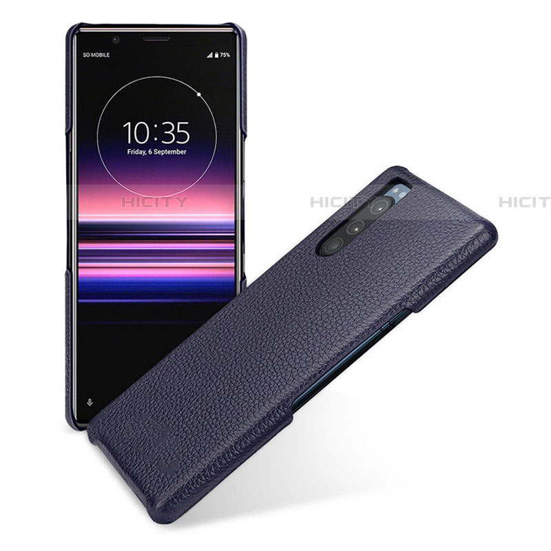 Funda Lujo Cuero Carcasa para Sony Xperia 5 Azul