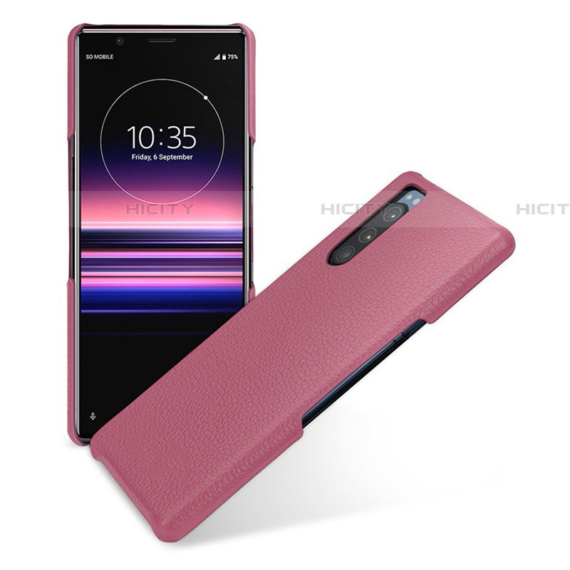 Funda Lujo Cuero Carcasa para Sony Xperia 5 Rosa