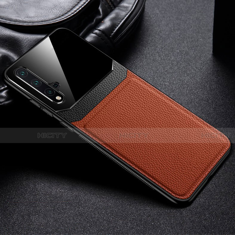 Funda Lujo Cuero Carcasa R01 para Huawei Nova 5T Marron