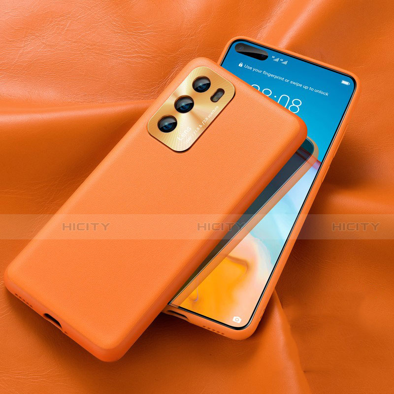 Funda Lujo Cuero Carcasa R01 para Huawei P40 Naranja