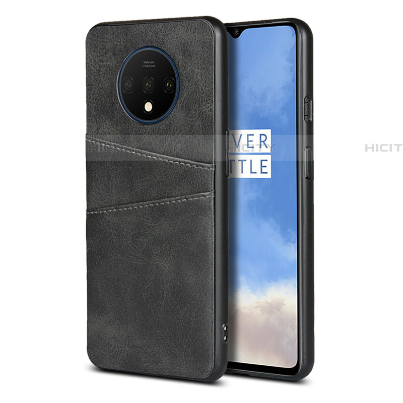 Funda Lujo Cuero Carcasa R01 para OnePlus 7T Negro