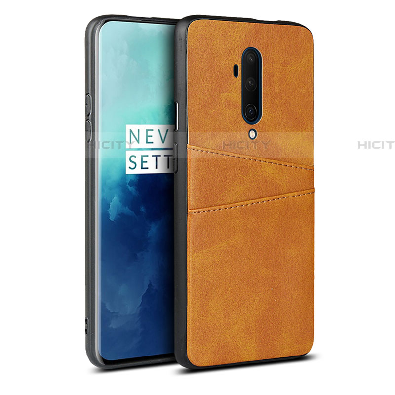 Funda Lujo Cuero Carcasa R01 para OnePlus 7T Pro Naranja