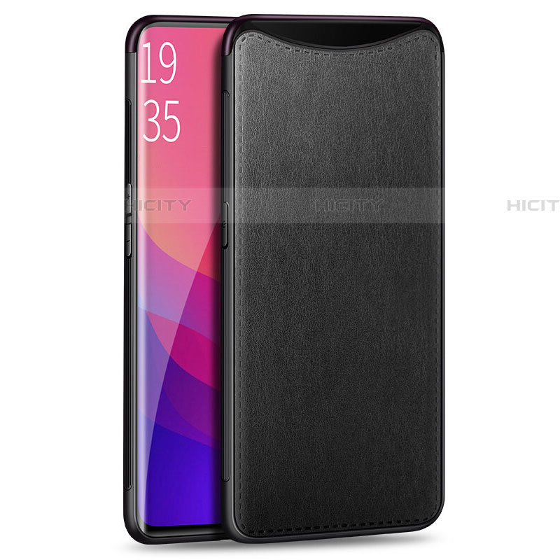 Funda Lujo Cuero Carcasa R01 para Oppo Find X Negro