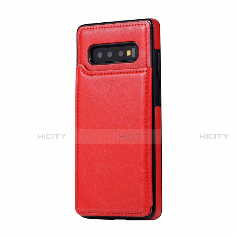 Funda Lujo Cuero Carcasa R01 para Samsung Galaxy S10 Plus Rojo