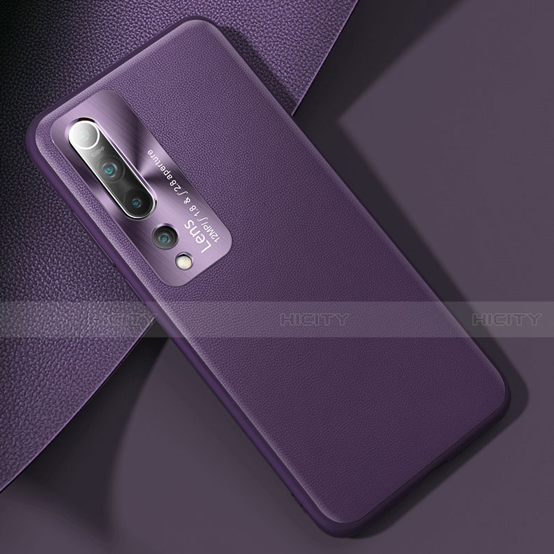 Funda Lujo Cuero Carcasa R01 para Xiaomi Mi 10 Morado