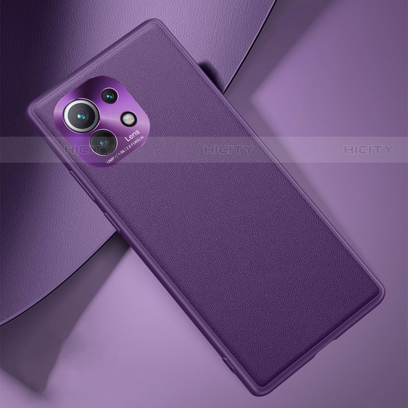 Funda Lujo Cuero Carcasa R01 para Xiaomi Mi 11 5G Morado