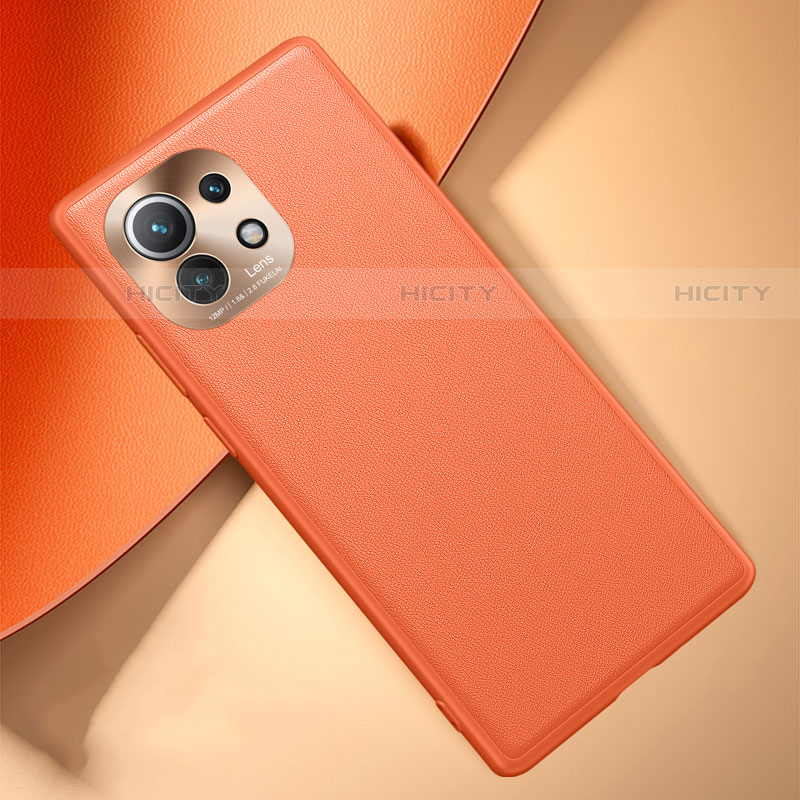 Funda Lujo Cuero Carcasa R01 para Xiaomi Mi 11 5G Naranja