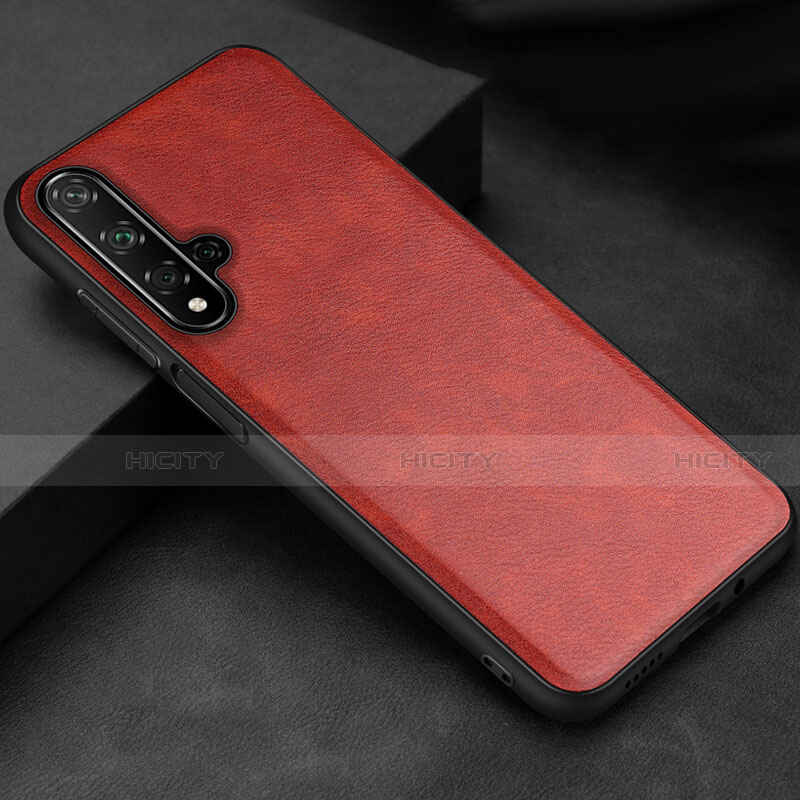 Funda Lujo Cuero Carcasa R02 para Huawei Nova 5T Rojo