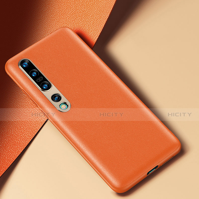 Funda Lujo Cuero Carcasa R02 para Xiaomi Mi 10 Pro Naranja