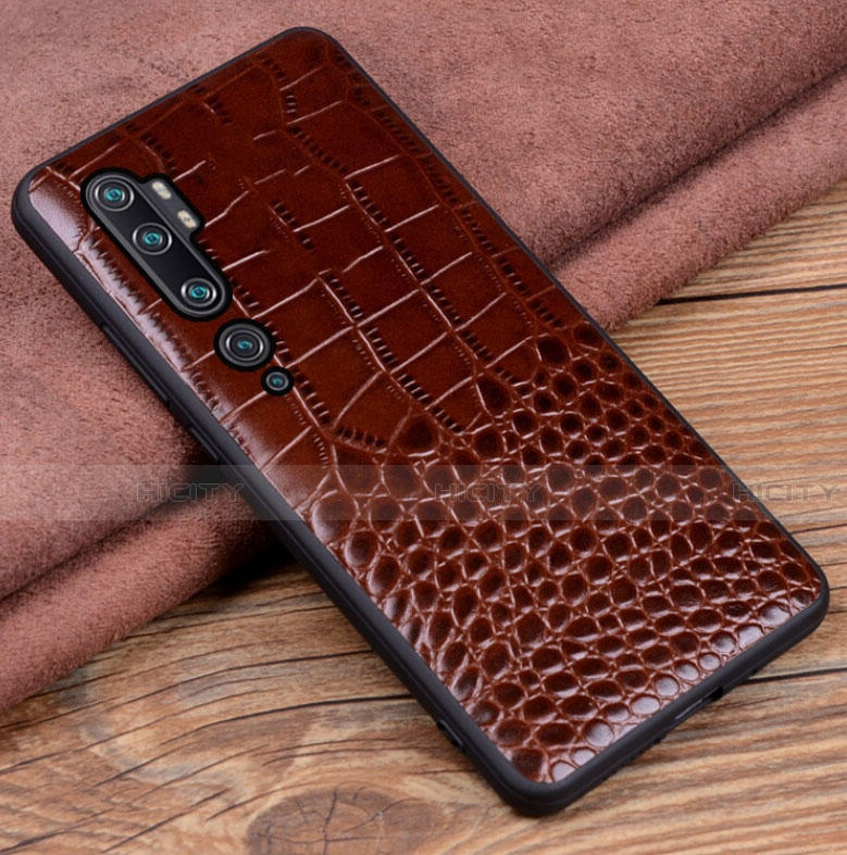 Funda Lujo Cuero Carcasa R02 para Xiaomi Mi Note 10 Marron